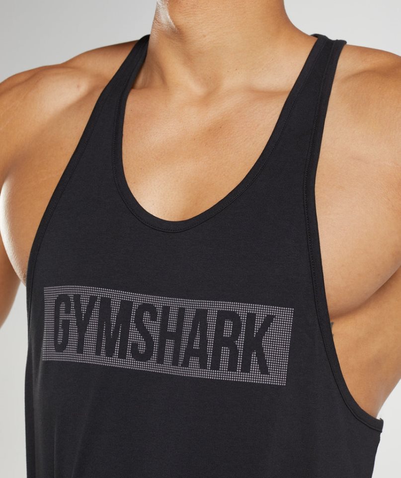 Men's Gymshark Block Stringer Tanks Black | CA 5870D3